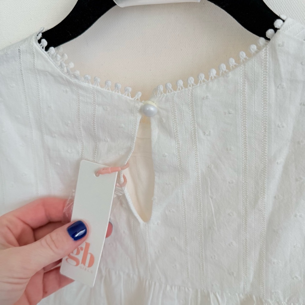 NWT Dillard’s GB Girls White Sleeveless Dress size large - Picture 3 of 6